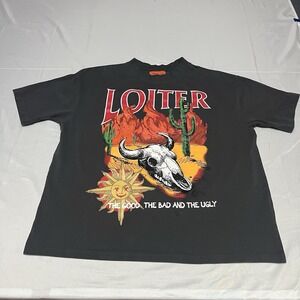 Loiter Rodeo Tee Mens XL Gray Oversized Boxy Streetwear Short Sleeve Western
